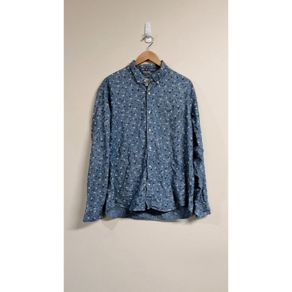 J. Crew Men's Blue Floral Chambray Slim Fit Button Up XXL - Picture 1 of 9
